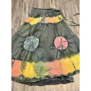 Belma New York Tie Dye Wrap Maxi Skirt Womens Free Size Boho Cotton